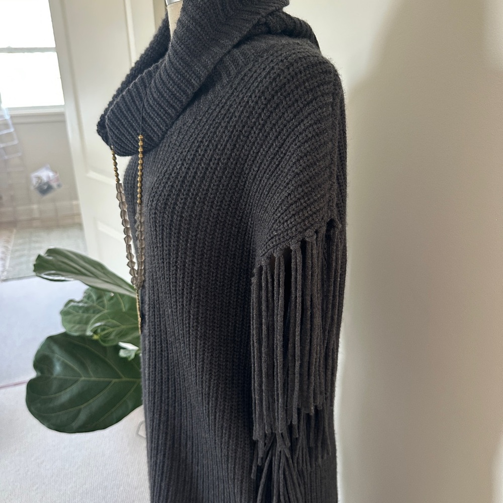 Ralph Lauren Charcoal Turtleneck Fringe Knit Sweater - Picture 4 of 6